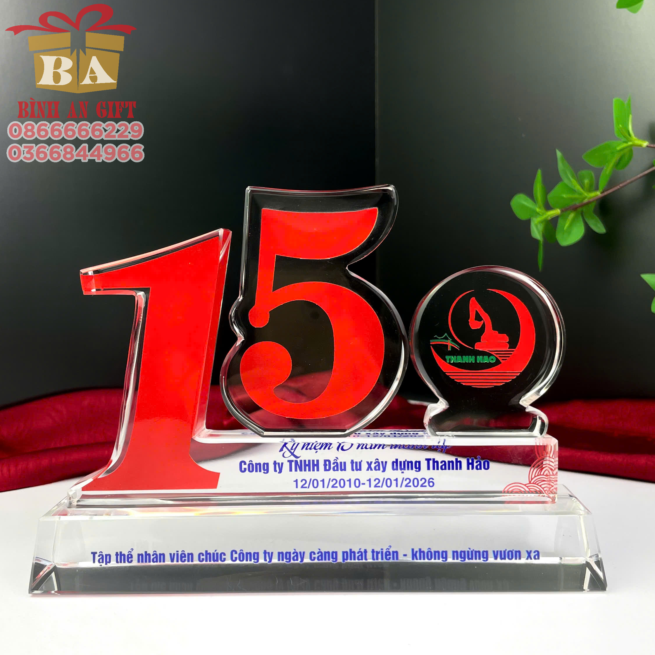 Kỷ niệm chương pha lê số 15 – Quà tặng kỷ niệm 15 năm thành lập công ty N06